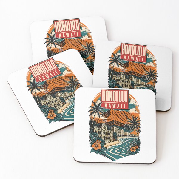 Item preview, Honolulu Hawaii USA Vintage Travel Tourism Art designed and sold by TravelersGems.