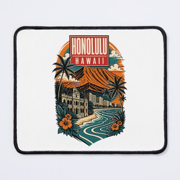 Item preview, Honolulu Hawaii USA Vintage Travel Tourism Art designed and sold by TravelersGems.