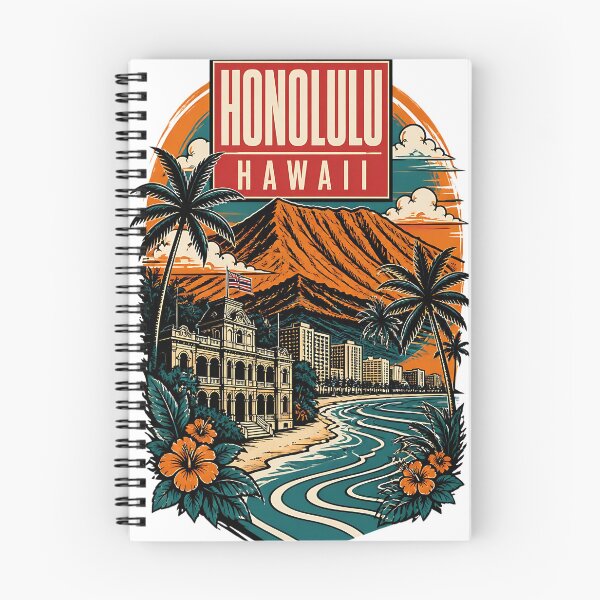 Item preview, Honolulu Hawaii USA Vintage Travel Tourism Art designed and sold by TravelersGems.