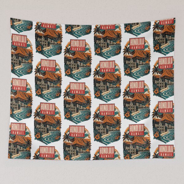 Item preview, Honolulu Hawaii USA Vintage Travel Tourism Art designed and sold by TravelersGems.