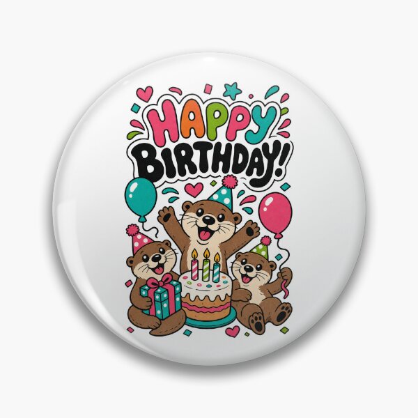 Item preview, Happy Birthday - Otters designed and sold by BrambleBox.