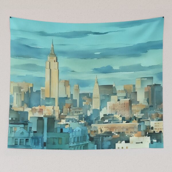 Aperçu de l'œuvre Coucher de soleil sur l'Empire State Building créée et vendue par RCWatercolours.