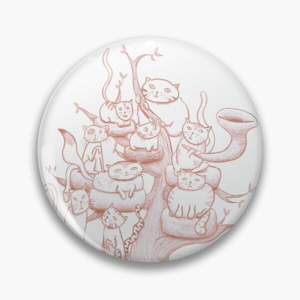 Item preview, Cozy Cat Gathering Tree Hand Drawn Sepia designed and sold by BOKEbyTC.