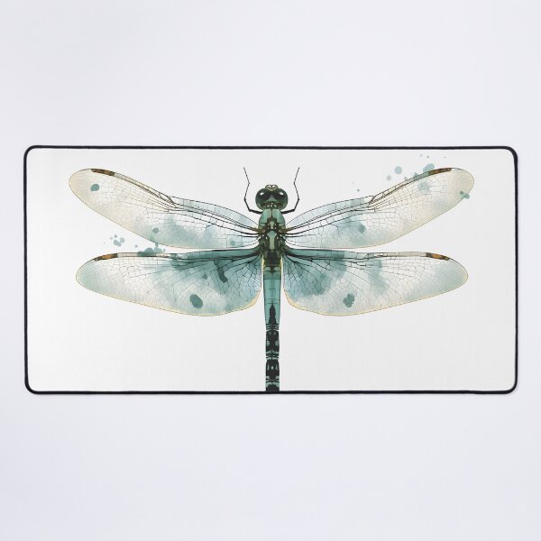 Artikelvorschau, Aquarellmalerei einer blauen Libelle entworfen und verkauft von RawNaturePrints.