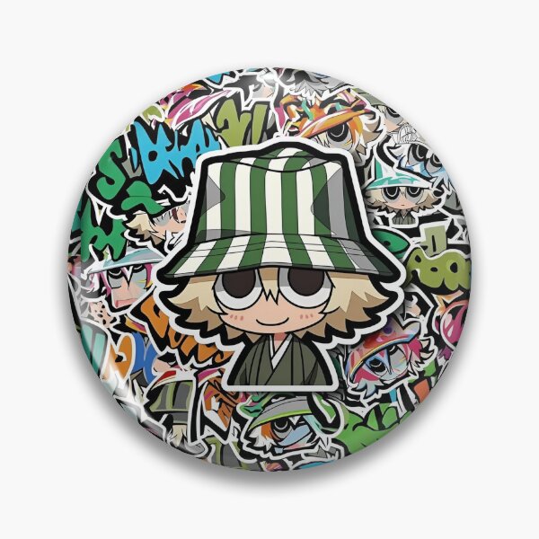 Item preview, Chibi Green Bucket Hat Anime Graffiti Sticker Collage | Cute Street Art Manga Style designed and sold by Dyan4.