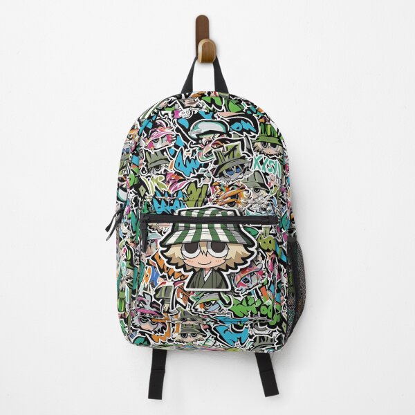 Item preview, Chibi Green Bucket Hat Anime Graffiti Sticker Collage | Cute Street Art Manga Style designed and sold by Dyan4.