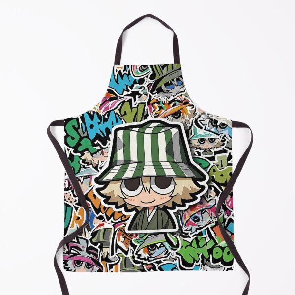 Item preview, Chibi Green Bucket Hat Anime Graffiti Sticker Collage | Cute Street Art Manga Style designed and sold by Dyan4.