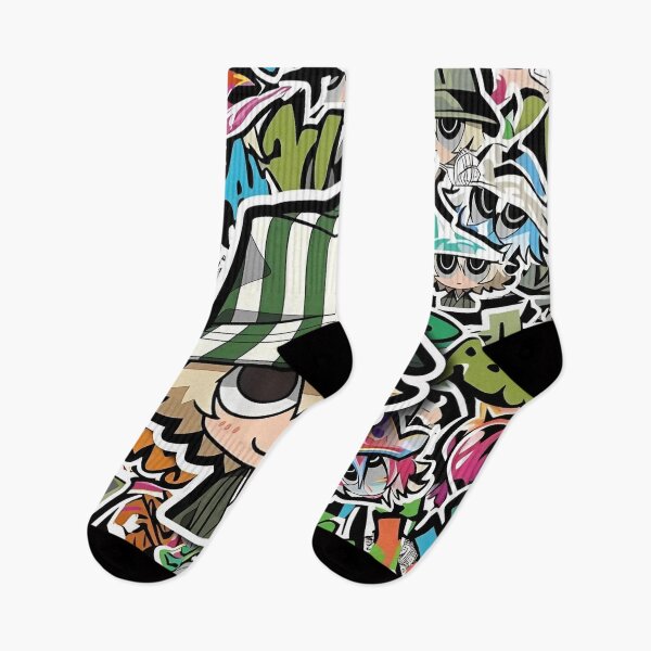 Item preview, Chibi Green Bucket Hat Anime Graffiti Sticker Collage | Cute Street Art Manga Style designed and sold by Dyan4.
