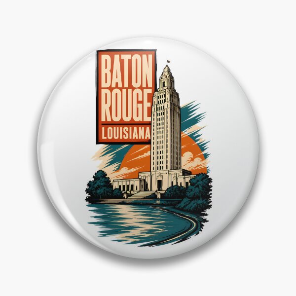Item preview, Baton Rouge, Louisiana USA Vintage Travel Tourism Art designed and sold by TravelersGems.