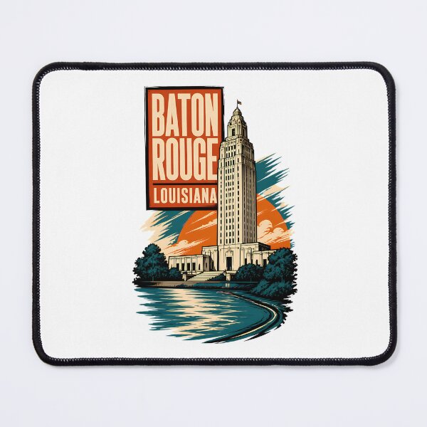 Item preview, Baton Rouge, Louisiana USA Vintage Travel Tourism Art designed and sold by TravelersGems.