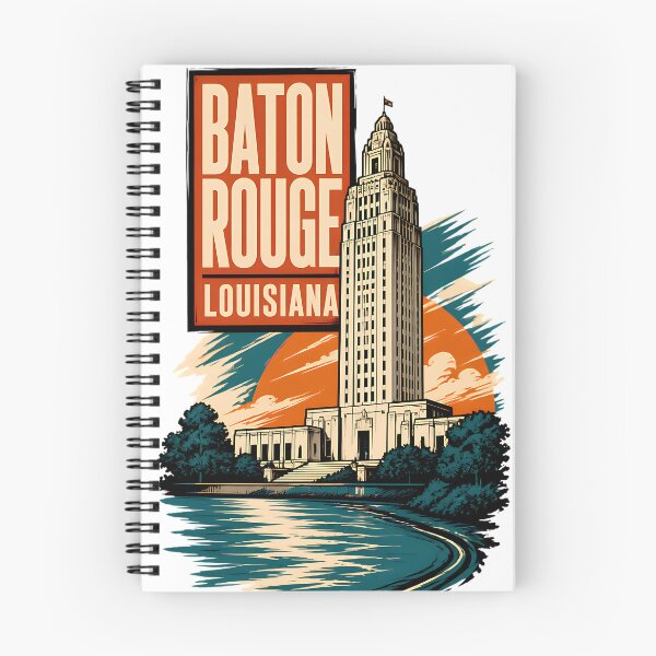 Item preview, Baton Rouge, Louisiana USA Vintage Travel Tourism Art designed and sold by TravelersGems.
