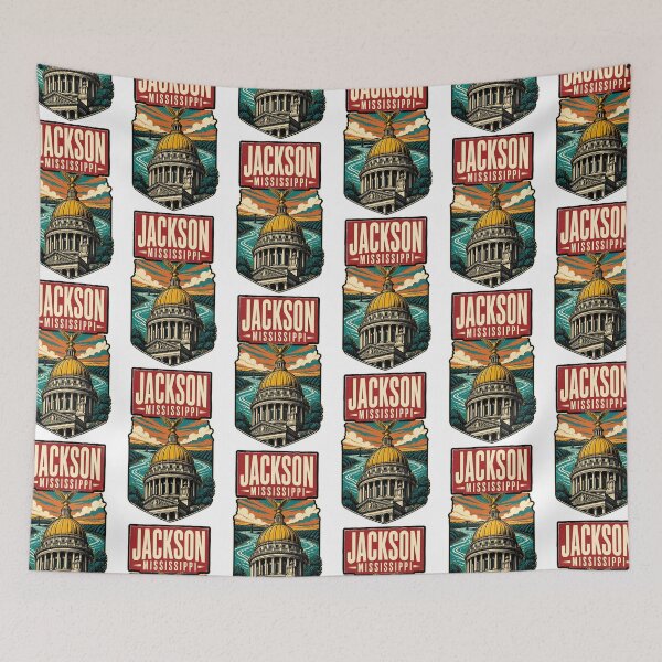 Item preview, Jackson, Mississippi USA Vintage Travel Tourism Art designed and sold by TravelersGems.