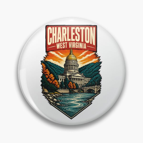 Item preview, Charleston, West Virginia USA Vintage Travel Tourism Art designed and sold by TravelersGems.