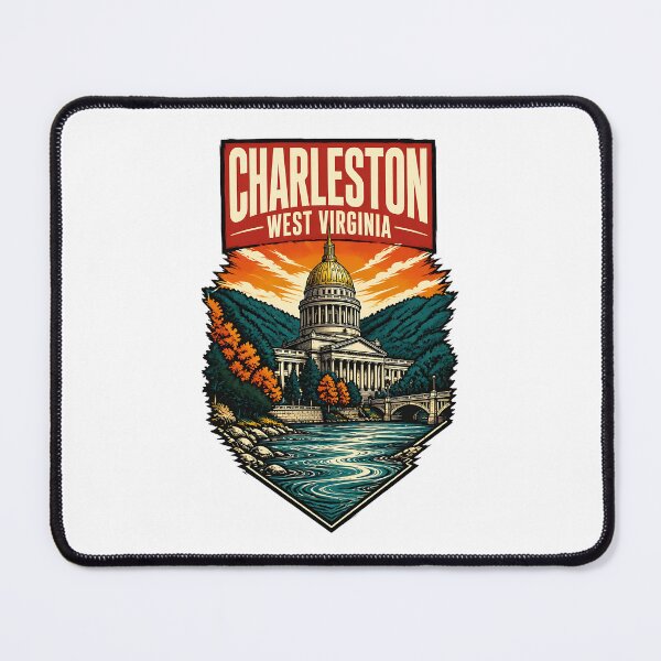 Item preview, Charleston, West Virginia USA Vintage Travel Tourism Art designed and sold by TravelersGems.