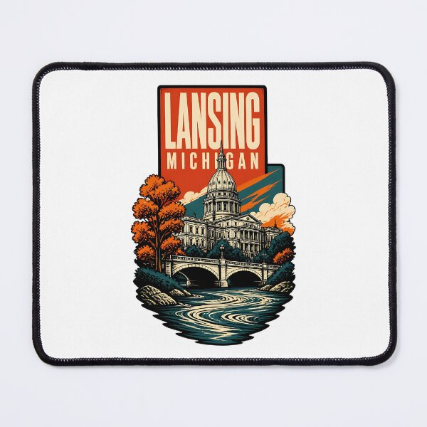 Item preview, Lansing, Michigan USA Vintage Travel Tourism Art designed and sold by TravelersGems.