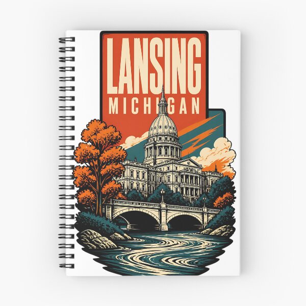 Item preview, Lansing, Michigan USA Vintage Travel Tourism Art designed and sold by TravelersGems.