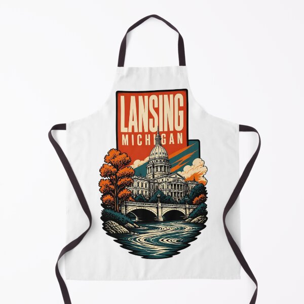 Item preview, Lansing, Michigan USA Vintage Travel Tourism Art designed and sold by TravelersGems.