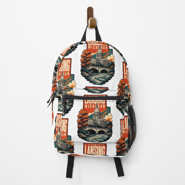 Item preview, Lansing, Michigan USA Vintage Travel Tourism Art designed and sold by TravelersGems.