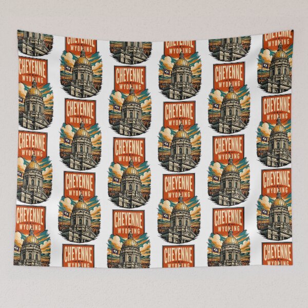 Item preview, Cheyenne, Wyoming USA Vintage Travel Tourism Art designed and sold by TravelersGems.