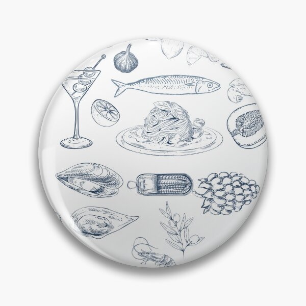 Item preview, Vintage Indigo Coastal Food Pattern designed and sold by MarziDesign.