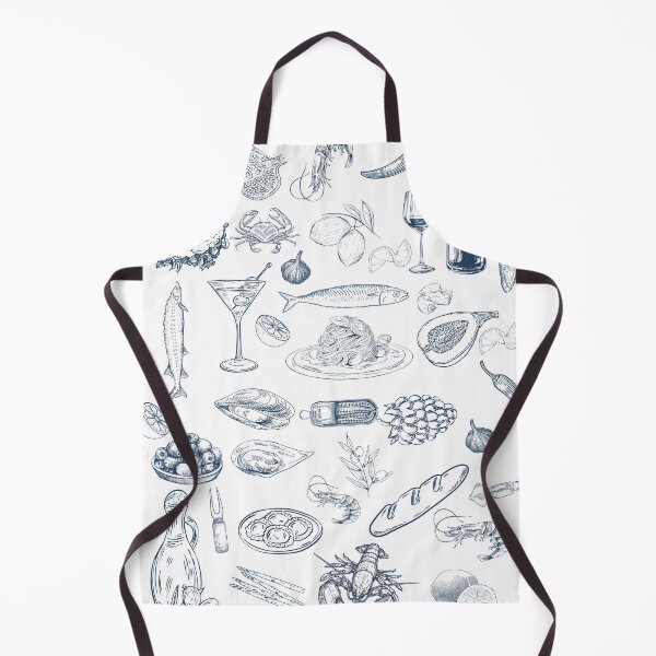 Item preview, Vintage Indigo Coastal Food Pattern designed and sold by MarziDesign.