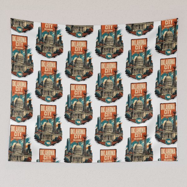 Item preview, Oklahoma City, Oklahoma USA Vintage Travel Tourism Art designed and sold by TravelersGems.