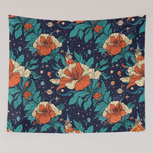 Item preview, beautiful flowers in shades of orange and cream with bluish-green foliage designed and sold by ArteVintage.