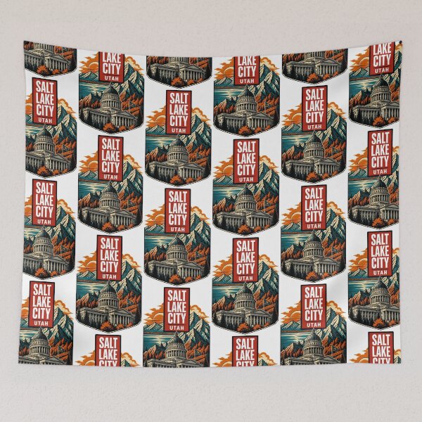 Item preview, Salt Lake City, Utah USA Vintage Travel Tourism Art designed and sold by TravelersGems.