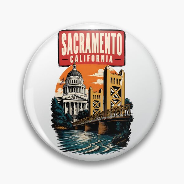 Item preview, Sacramento, California USA Vintage Travel Tourism Art designed and sold by TravelersGems.