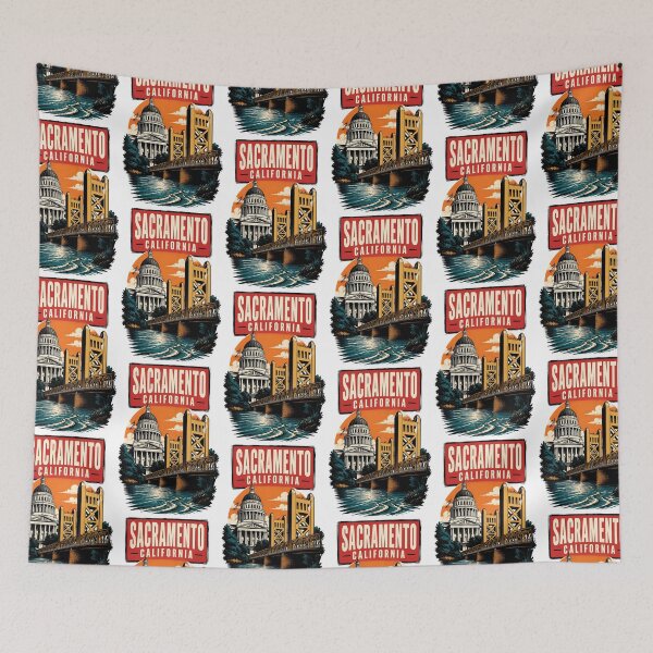 Item preview, Sacramento, California USA Vintage Travel Tourism Art designed and sold by TravelersGems.