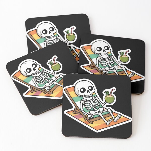 Item preview, Cute Skeleton Relaxing On Beach Chair Summer Coconut designed and sold by KCasual.