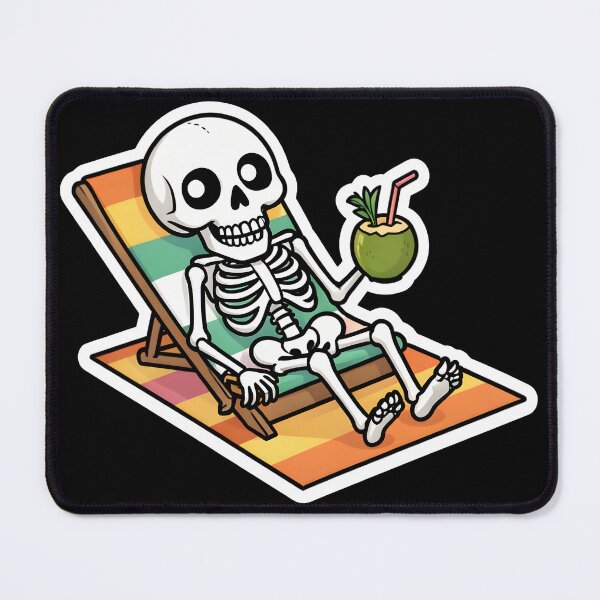 Item preview, Cute Skeleton Relaxing On Beach Chair Summer Coconut designed and sold by KCasual.