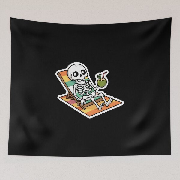 Item preview, Cute Skeleton Relaxing On Beach Chair Summer Coconut designed and sold by KCasual.