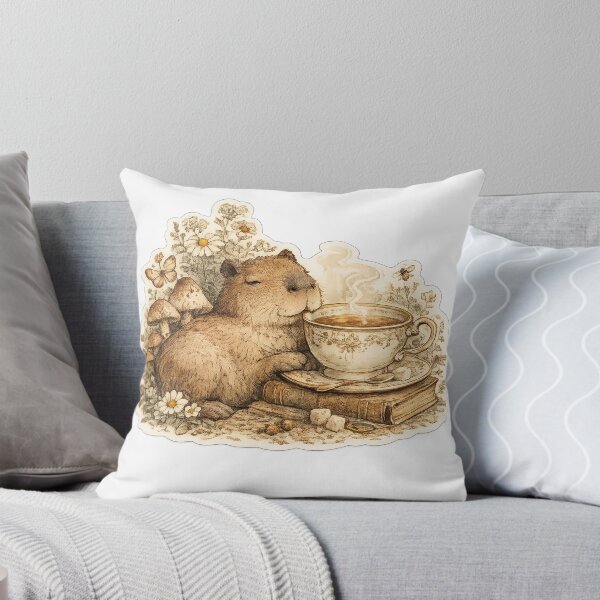 Item preview, Vintage Capybara Tea Time Sticker designed and sold by Alpha-mike13.