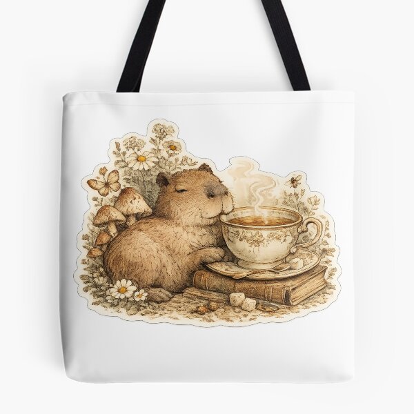 Item preview, Vintage Capybara Tea Time Sticker designed and sold by Alpha-mike13.