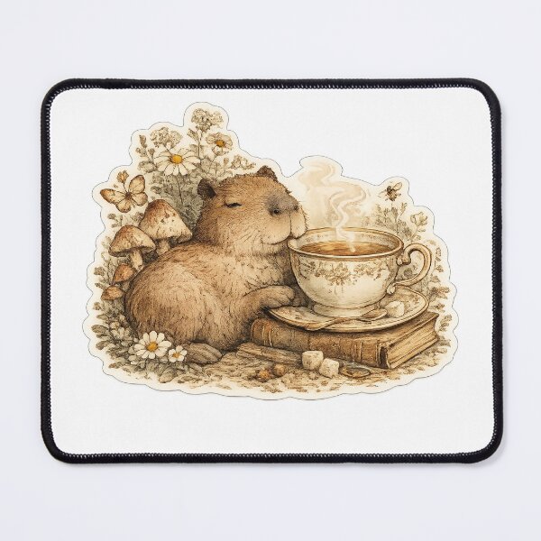 Item preview, Vintage Capybara Tea Time Sticker designed and sold by Alpha-mike13.