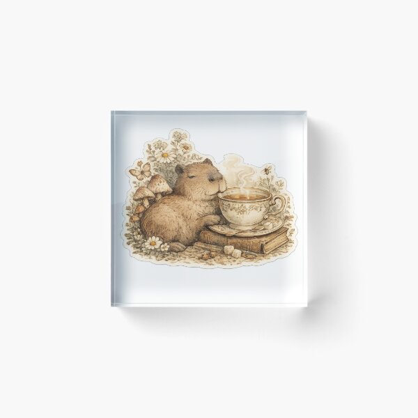 Item preview, Vintage Capybara Tea Time Sticker designed and sold by Alpha-mike13.