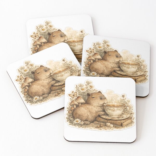 Item preview, Vintage Capybara Tea Time Sticker designed and sold by Alpha-mike13.