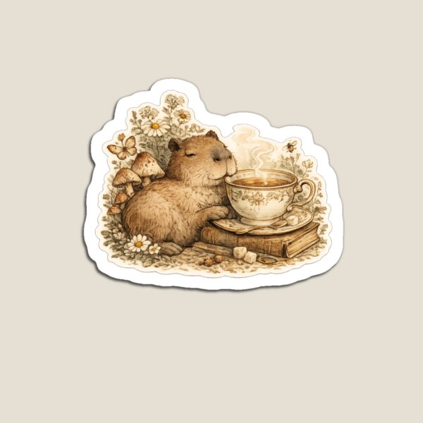 Item preview, Vintage Capybara Tea Time Sticker designed and sold by Alpha-mike13.