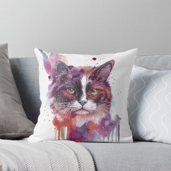 Item preview, Watercolour Cat Art — Colourful Cat Painting, Cat Lover Gift designed and sold by calamarisky.