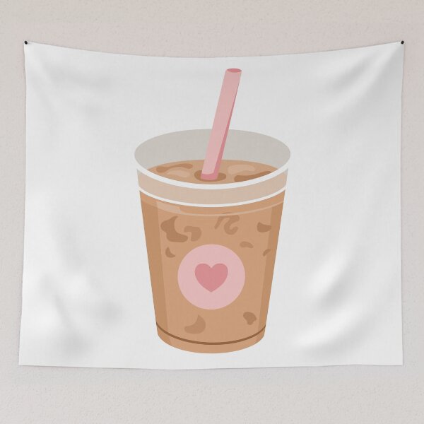 Item preview, Iced Coffee Plastic Cup Pink Straw Heart Sticker designed and sold by Anne97s.