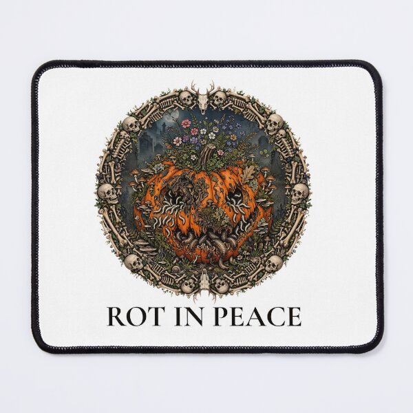 Item preview, Rot In Peace Rotting Pumpkin Skull Wreath Goblincore Halloween Art designed and sold by Neurospicy Trolls.
