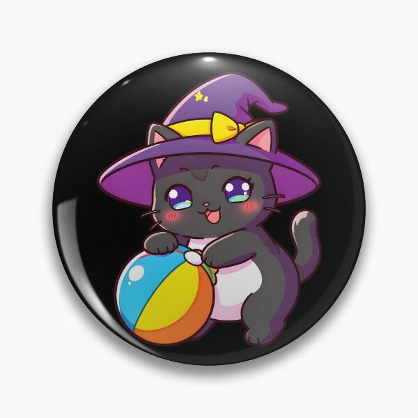 Item preview, Cute Black Cat Witch Hat Beach Ball Summer Kawaii designed and sold by KCasual.