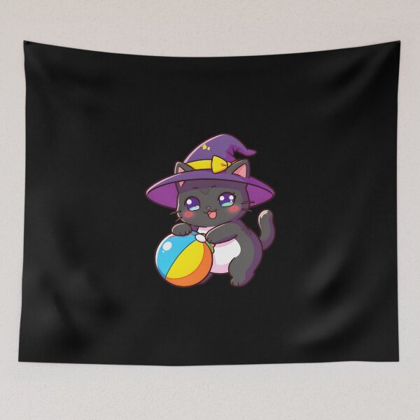 Item preview, Cute Black Cat Witch Hat Beach Ball Summer Kawaii designed and sold by KCasual.