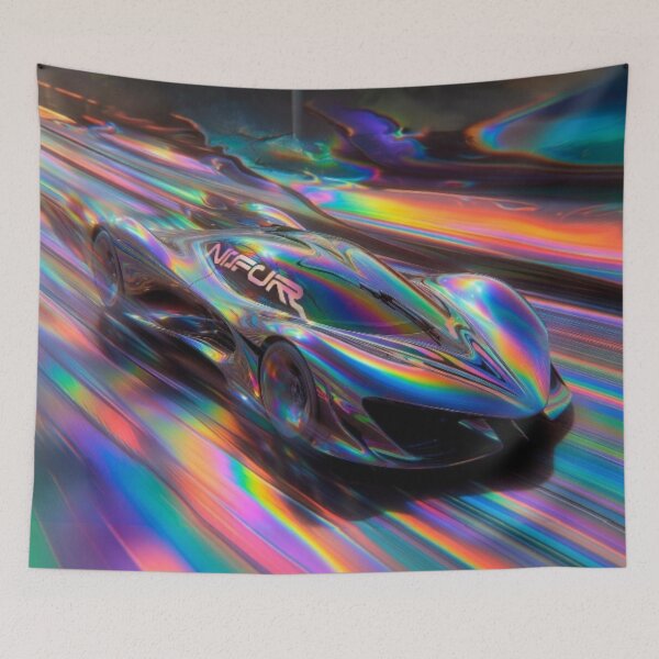 Item preview, Holographic Iridescent Hypercar - Liquid Psychedelic Racing Art designed and sold by Nexus Space.