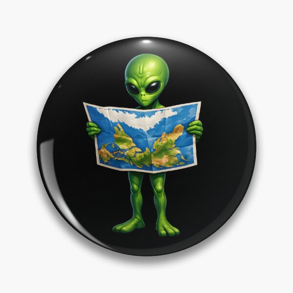 Item preview, Alien Reading Earth's Map Upside Down Funny Space Illustration designed and sold by builtforyou.