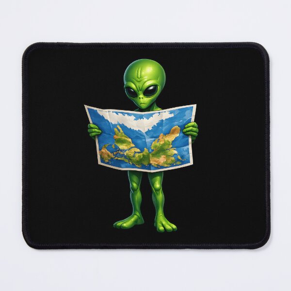 Item preview, Alien Reading Earth's Map Upside Down Funny Space Illustration designed and sold by builtforyou.