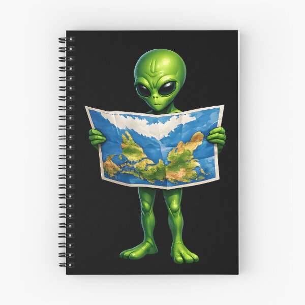 Item preview, Alien Reading Earth's Map Upside Down Funny Space Illustration designed and sold by builtforyou.