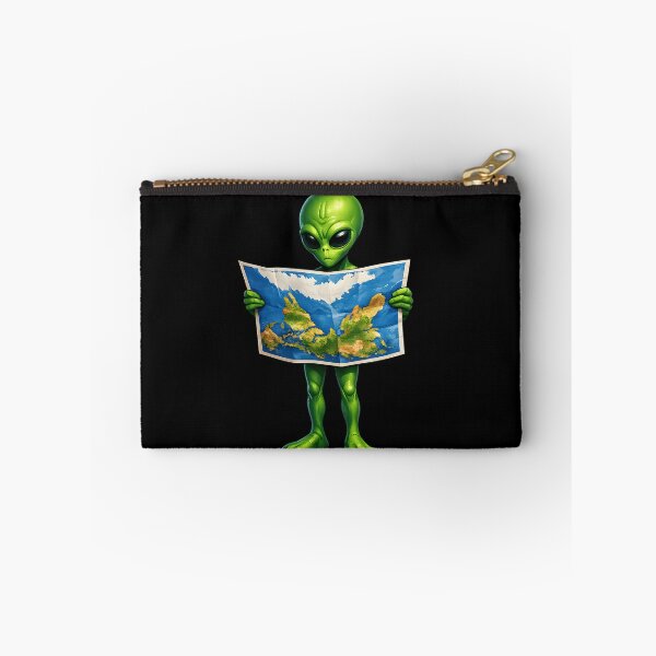 Item preview, Alien Reading Earth's Map Upside Down Funny Space Illustration designed and sold by builtforyou.