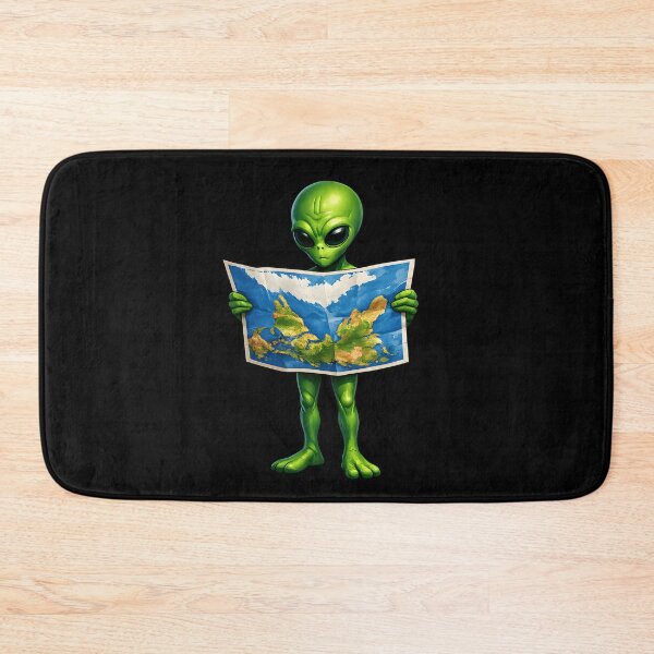 Item preview, Alien Reading Earth's Map Upside Down Funny Space Illustration designed and sold by builtforyou.